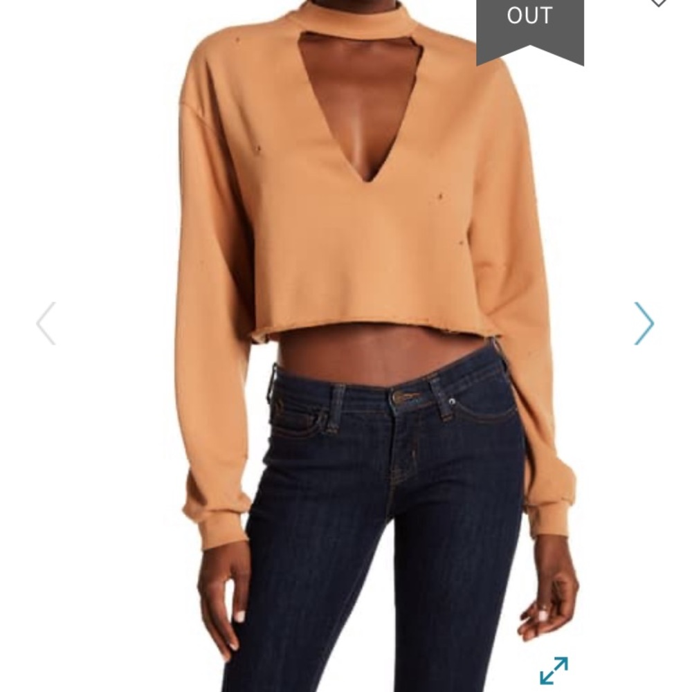 Lovers + Friends cropped/distressed sweater